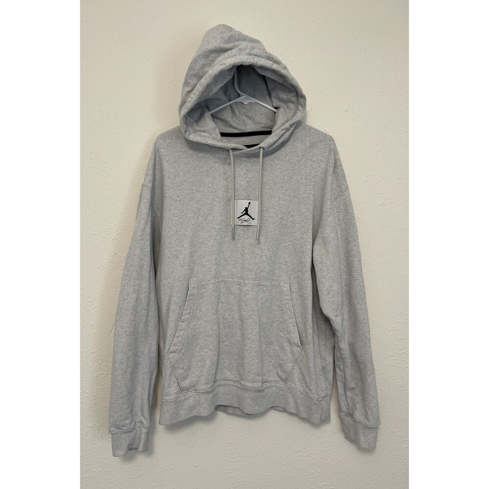 AIR JORDAN Flight Men's Heavyweight Pullover Hoodie Logo Front Gray Size Large